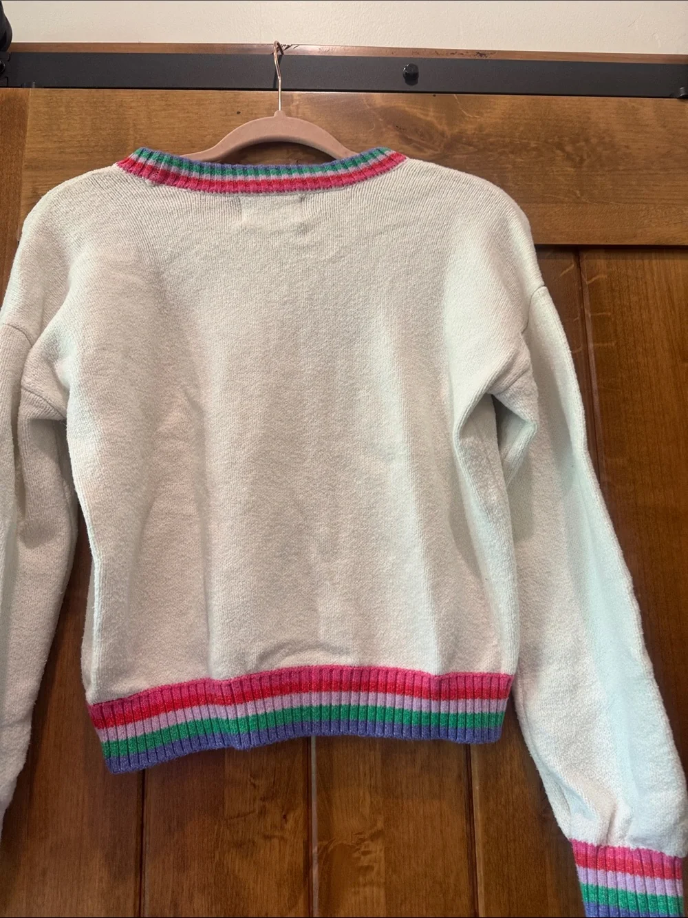 Old Navy Cream Sweater with Multicolor HAPPY Lettering